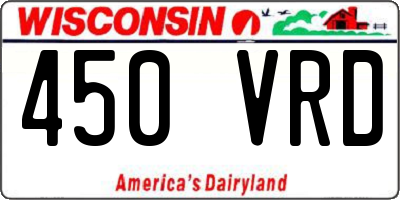 WI license plate 450VRD