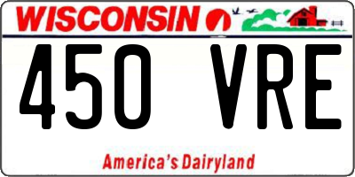 WI license plate 450VRE