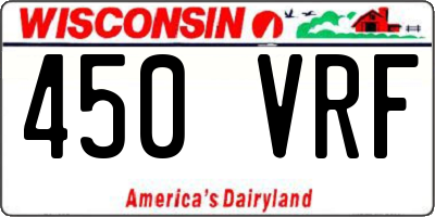 WI license plate 450VRF