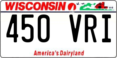 WI license plate 450VRI