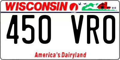 WI license plate 450VRO