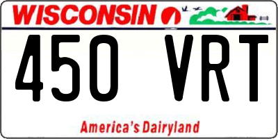 WI license plate 450VRT