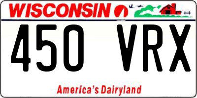 WI license plate 450VRX