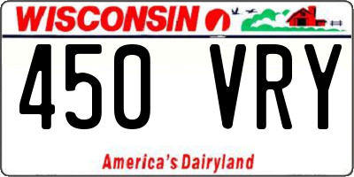 WI license plate 450VRY