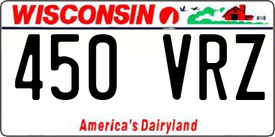 WI license plate 450VRZ