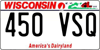 WI license plate 450VSQ
