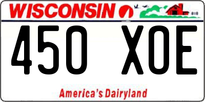 WI license plate 450XOE