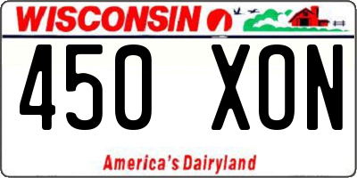 WI license plate 450XON