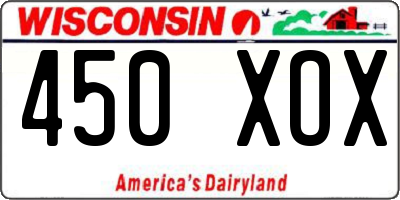 WI license plate 450XOX