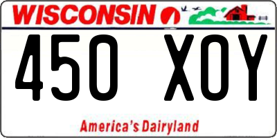 WI license plate 450XOY