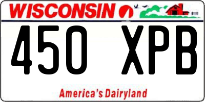 WI license plate 450XPB
