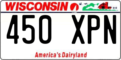 WI license plate 450XPN