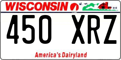 WI license plate 450XRZ