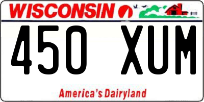 WI license plate 450XUM