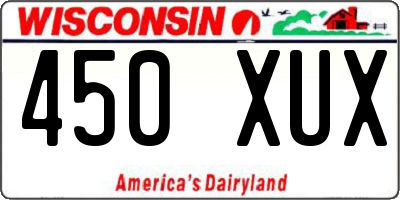 WI license plate 450XUX