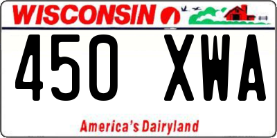 WI license plate 450XWA