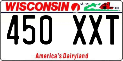 WI license plate 450XXT
