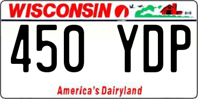 WI license plate 450YDP
