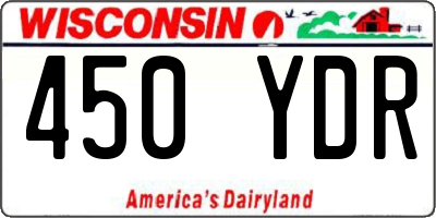 WI license plate 450YDR