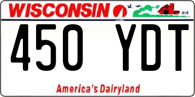 WI license plate 450YDT