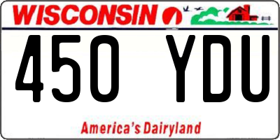 WI license plate 450YDU