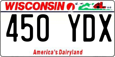 WI license plate 450YDX