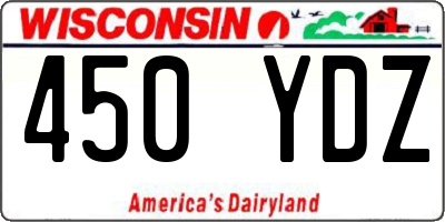 WI license plate 450YDZ