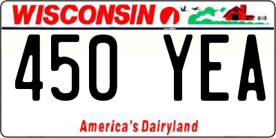 WI license plate 450YEA