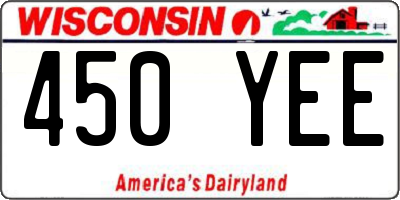 WI license plate 450YEE