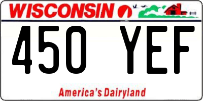WI license plate 450YEF