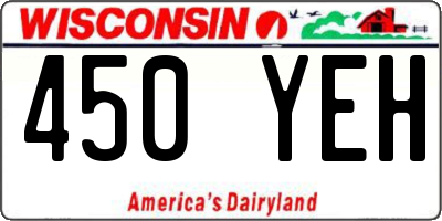 WI license plate 450YEH