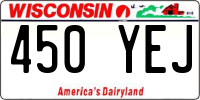 WI license plate 450YEJ