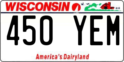 WI license plate 450YEM