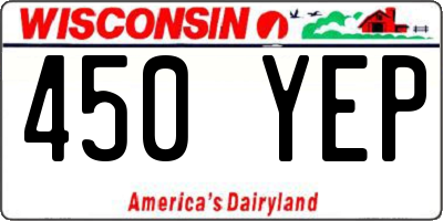 WI license plate 450YEP