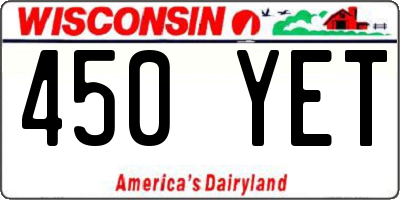 WI license plate 450YET