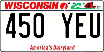 WI license plate 450YEU