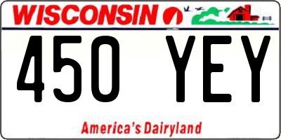 WI license plate 450YEY