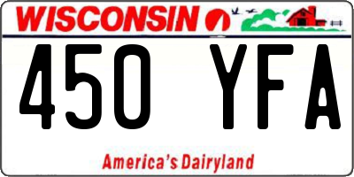 WI license plate 450YFA