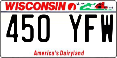 WI license plate 450YFW
