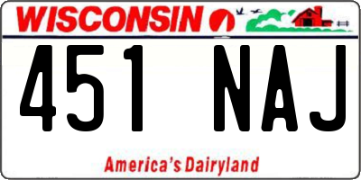 WI license plate 451NAJ