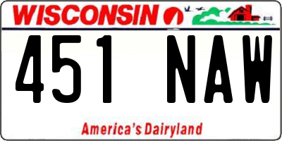 WI license plate 451NAW