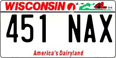 WI license plate 451NAX