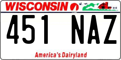 WI license plate 451NAZ