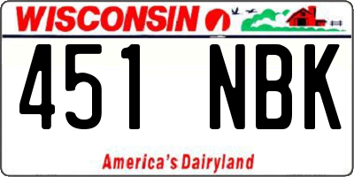 WI license plate 451NBK