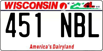 WI license plate 451NBL