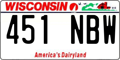 WI license plate 451NBW