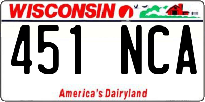 WI license plate 451NCA