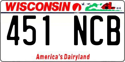 WI license plate 451NCB