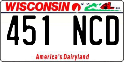 WI license plate 451NCD