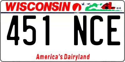 WI license plate 451NCE